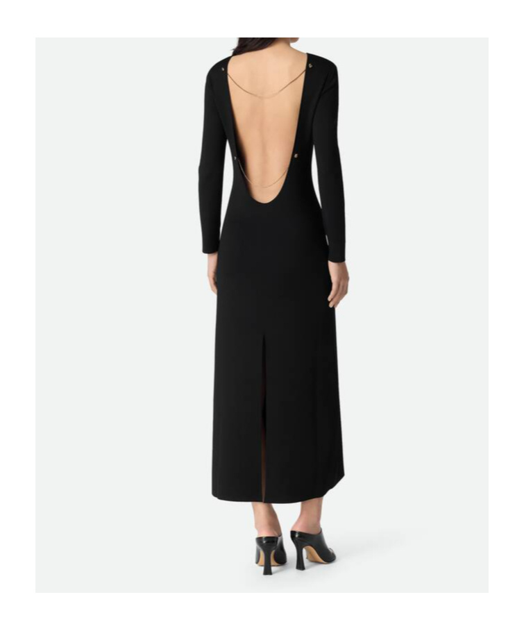 Bottega Veneta Open Back Long Sleeve Compact Jersey Dress