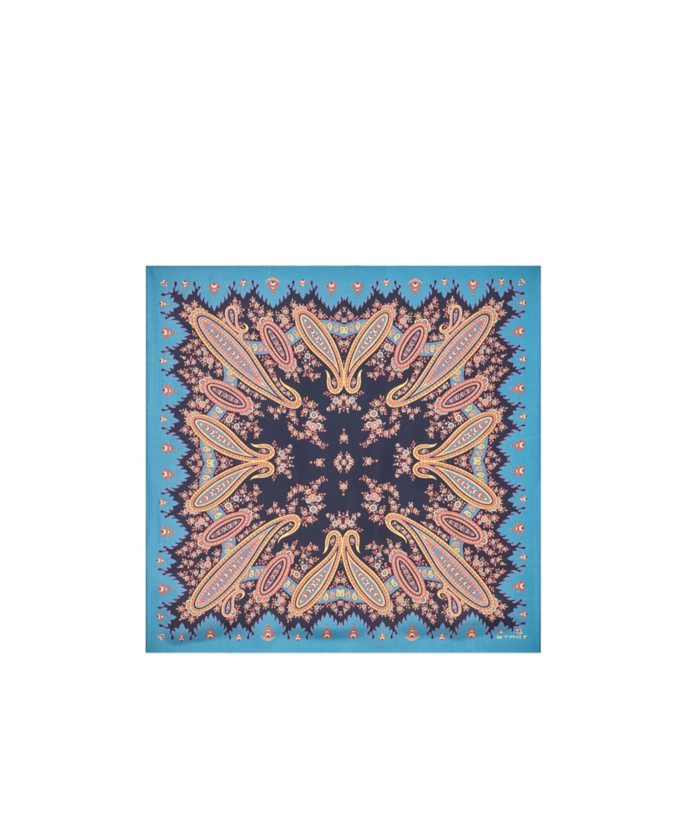 Etro Silk Scarf With Placed Print In Blue