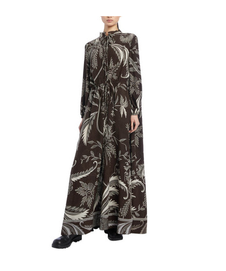 F.r.s For Restless Sleepers For Restless Sleepers Printed Silk Dress In Black