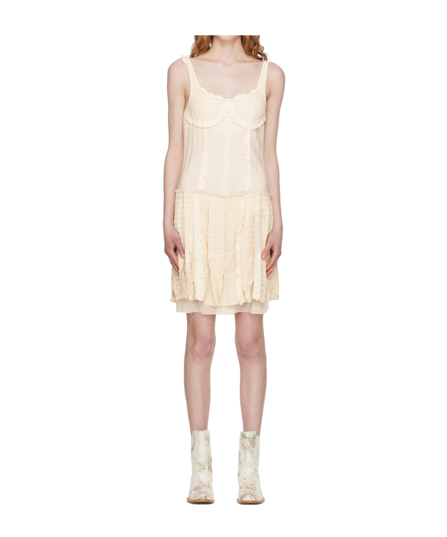 Open Yy Pleated Dress In Yellow