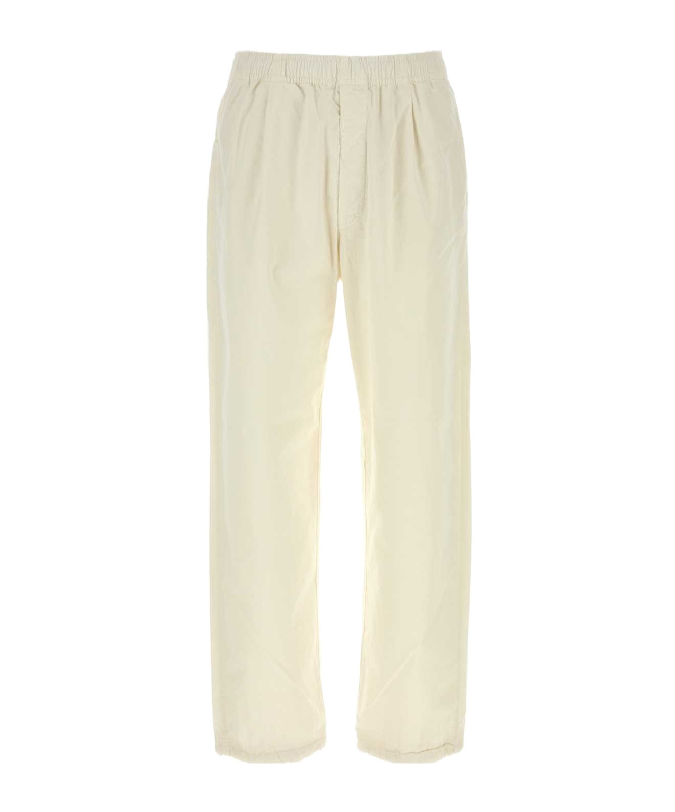 Stone Island Ivory Cotton Pant In Ivory