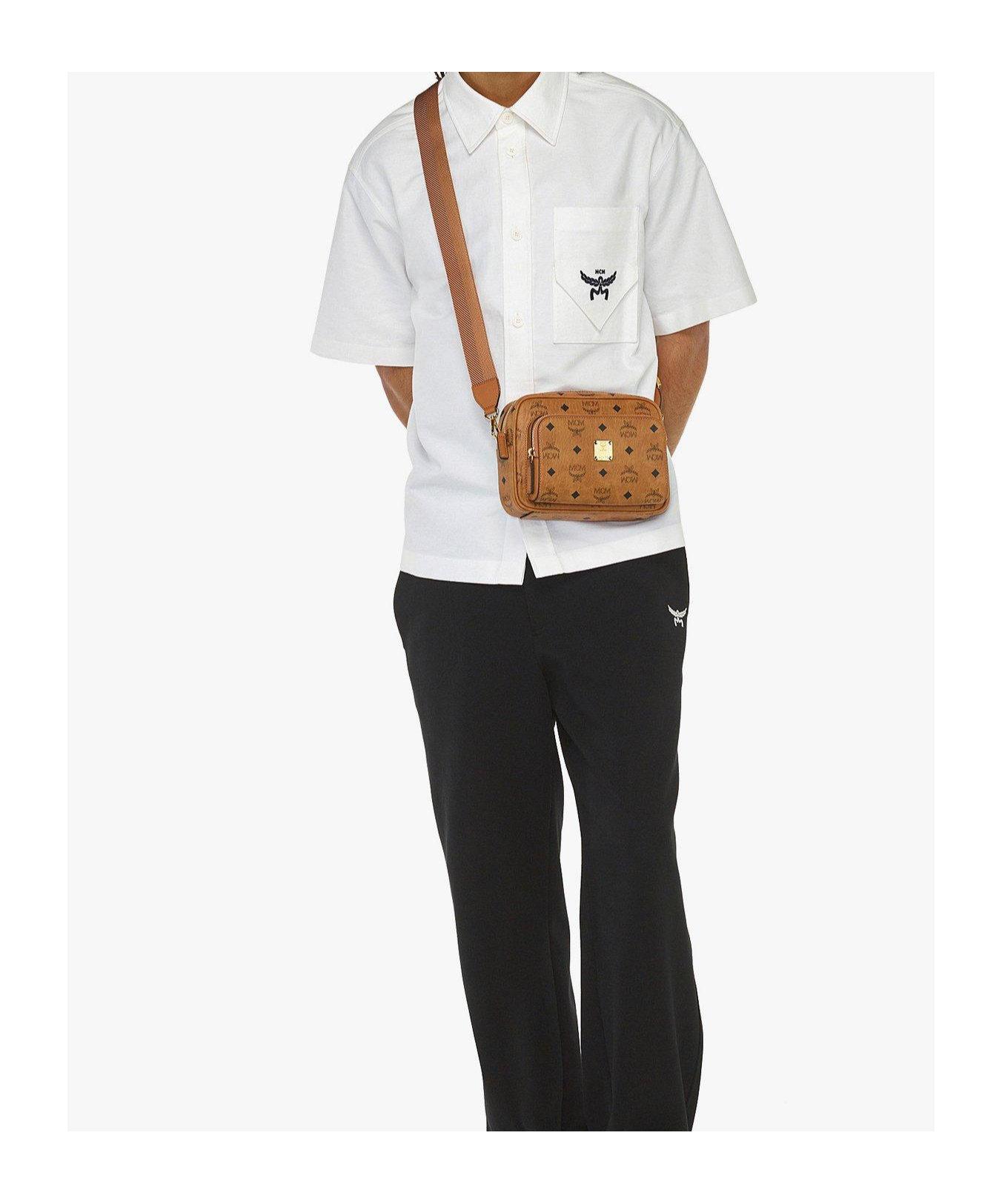 Mcm Aren Visetos Crossbody Bag In Brown