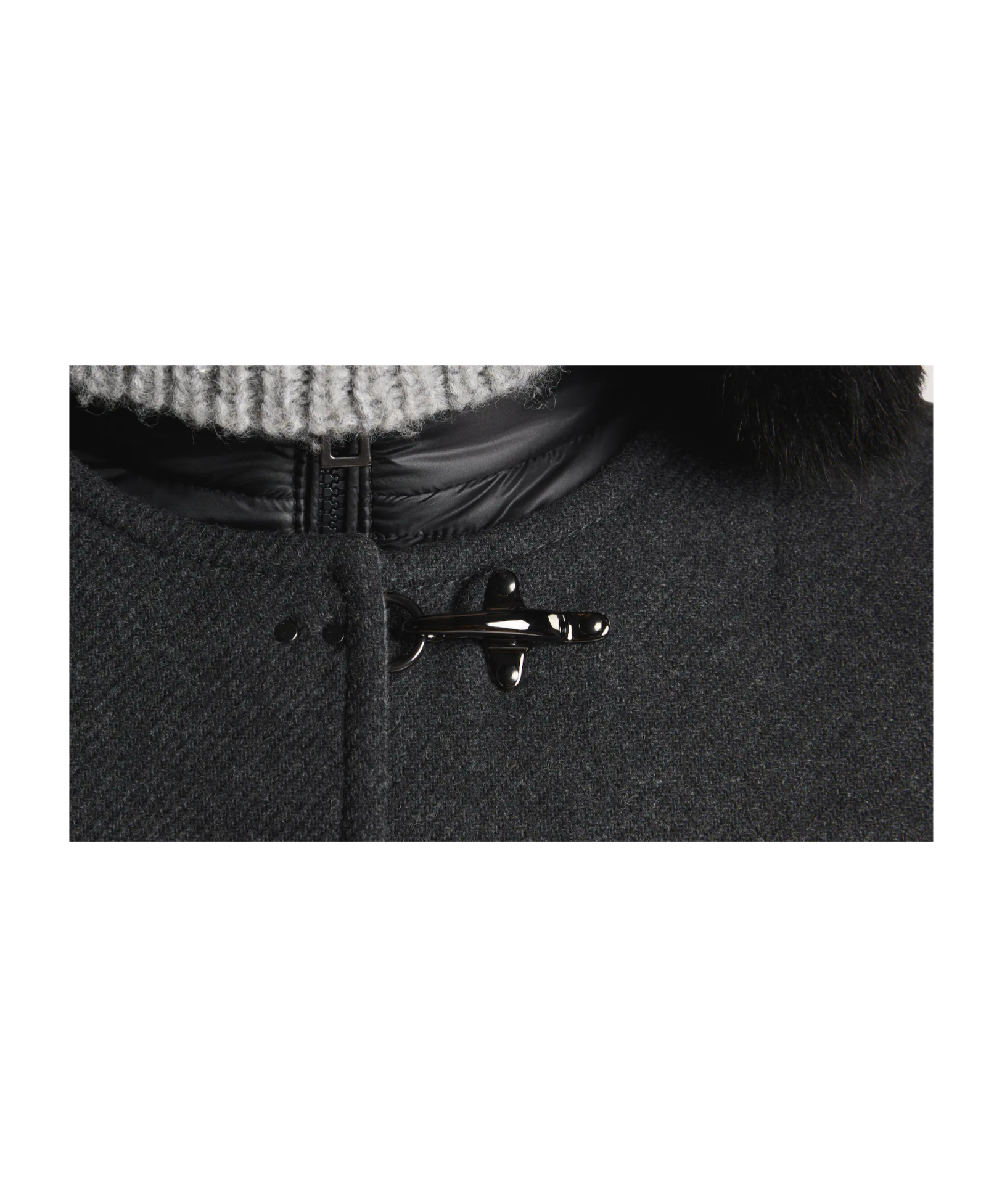 Fay Double-layer Shawl Cotton Coat In Black