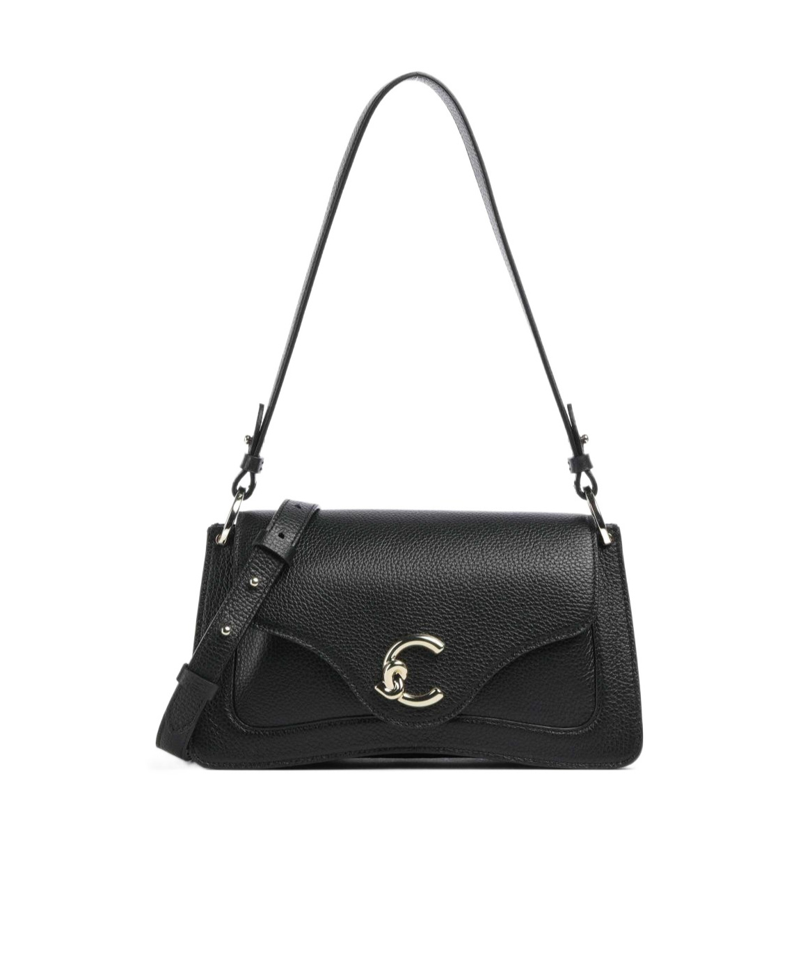 Shop Coccinelle Flip Shoulder Bag In Black