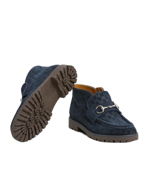 Gucci Horsebit Leather Boot In Blue