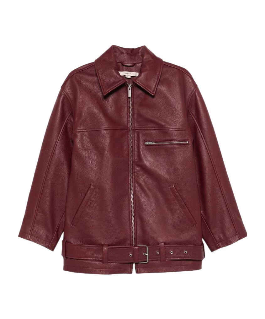 Remain Birger Christensen Leather Biker Jacket In Red