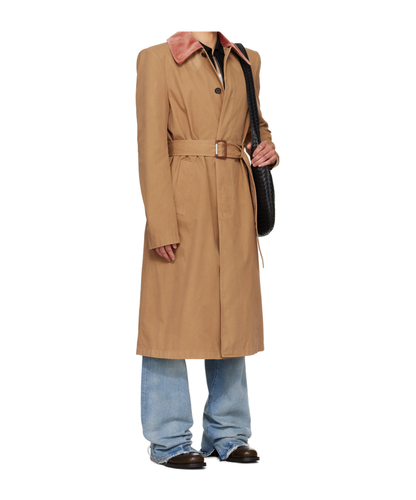 Alexander Mcqueen Stacked Shoulder Raincoat In Brown