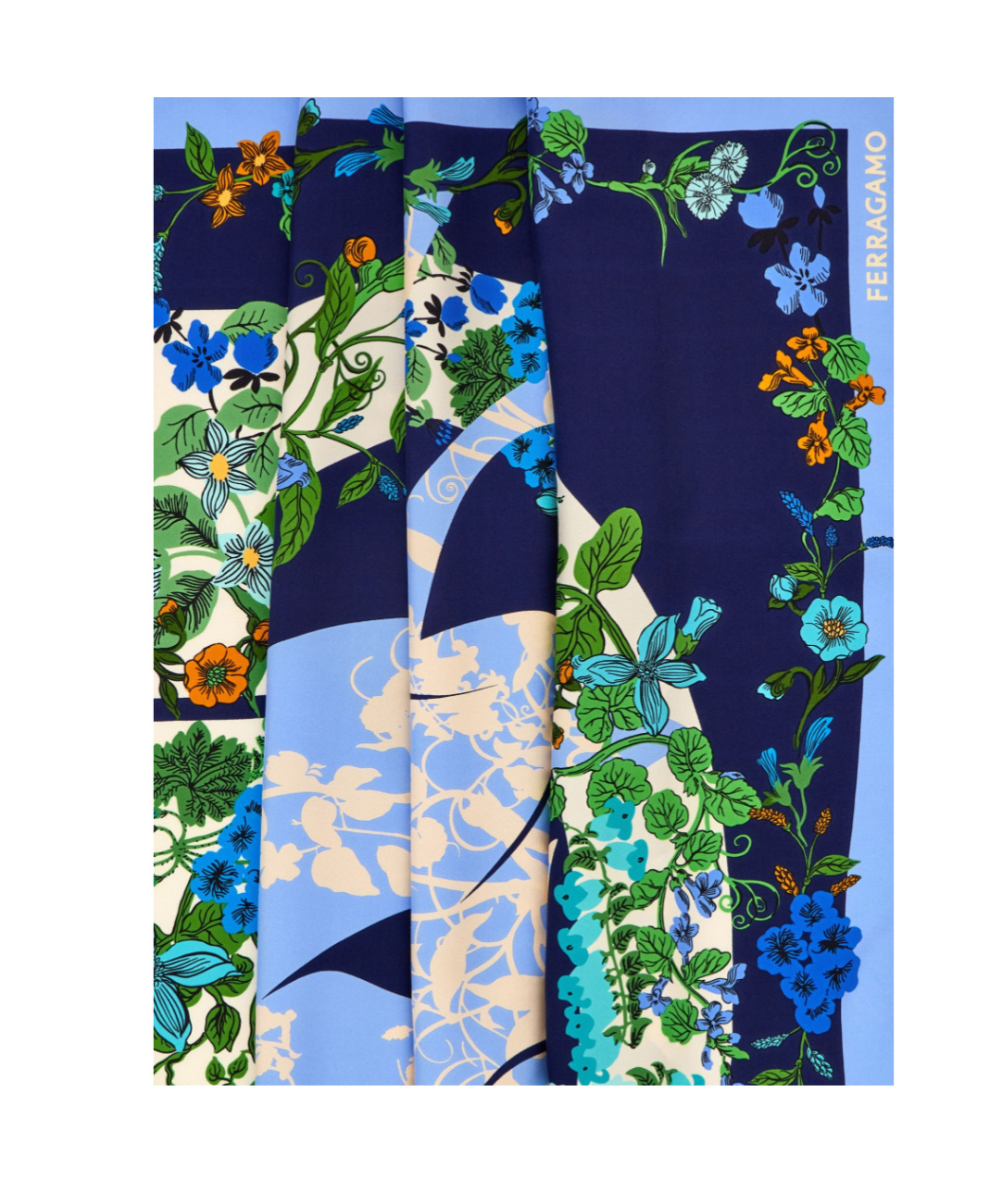 Ferragamo Printed Silk Scarf In Blue