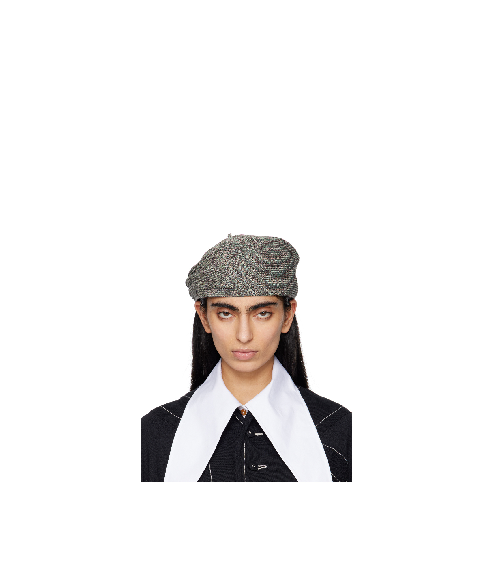Y's Braid Tucked Beret In Grey