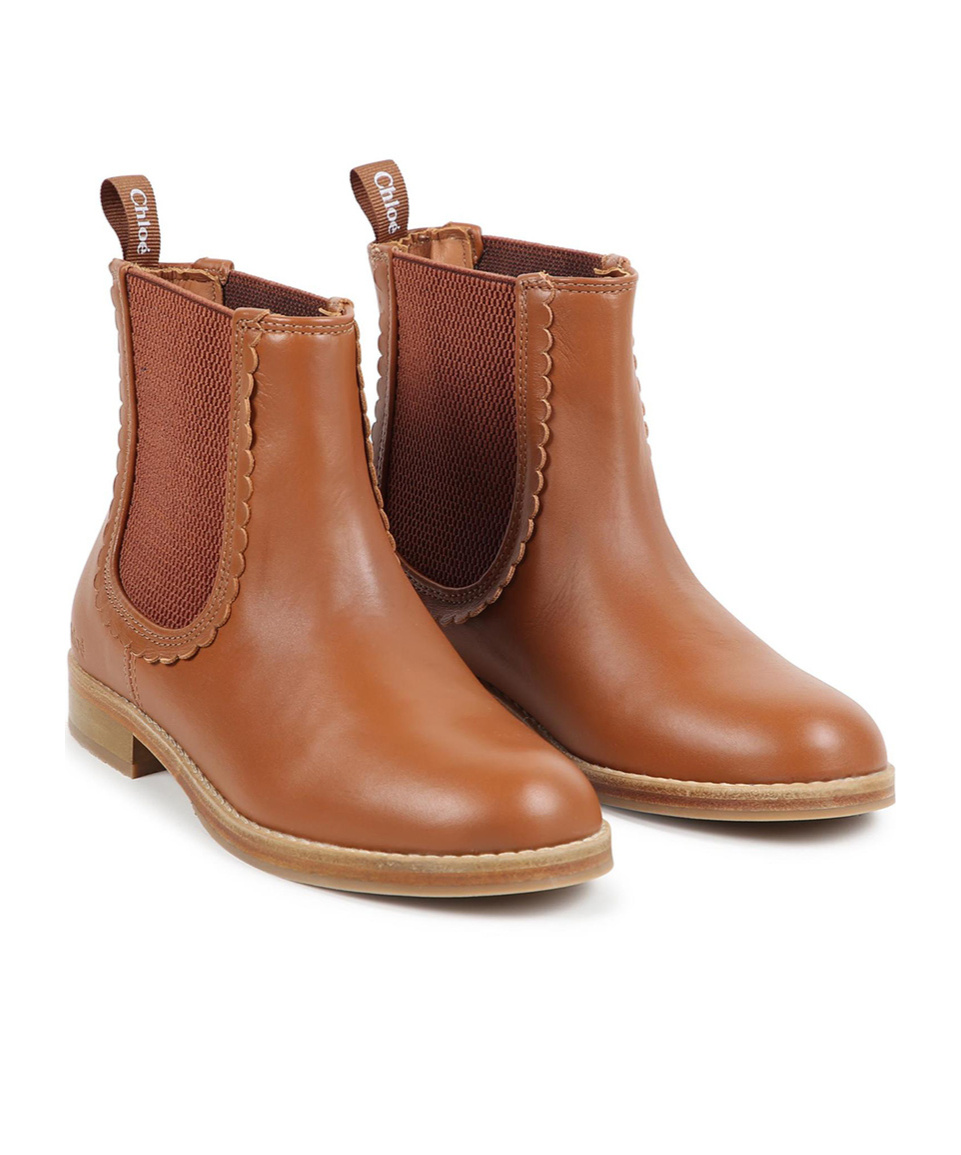 Shop Chloé Round Head Boots In Brown