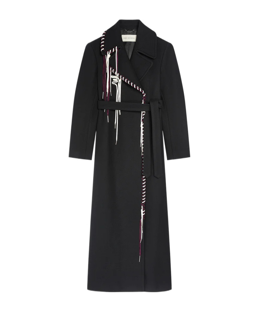 Dries Van Noten Embellished Wool Coat In Black
