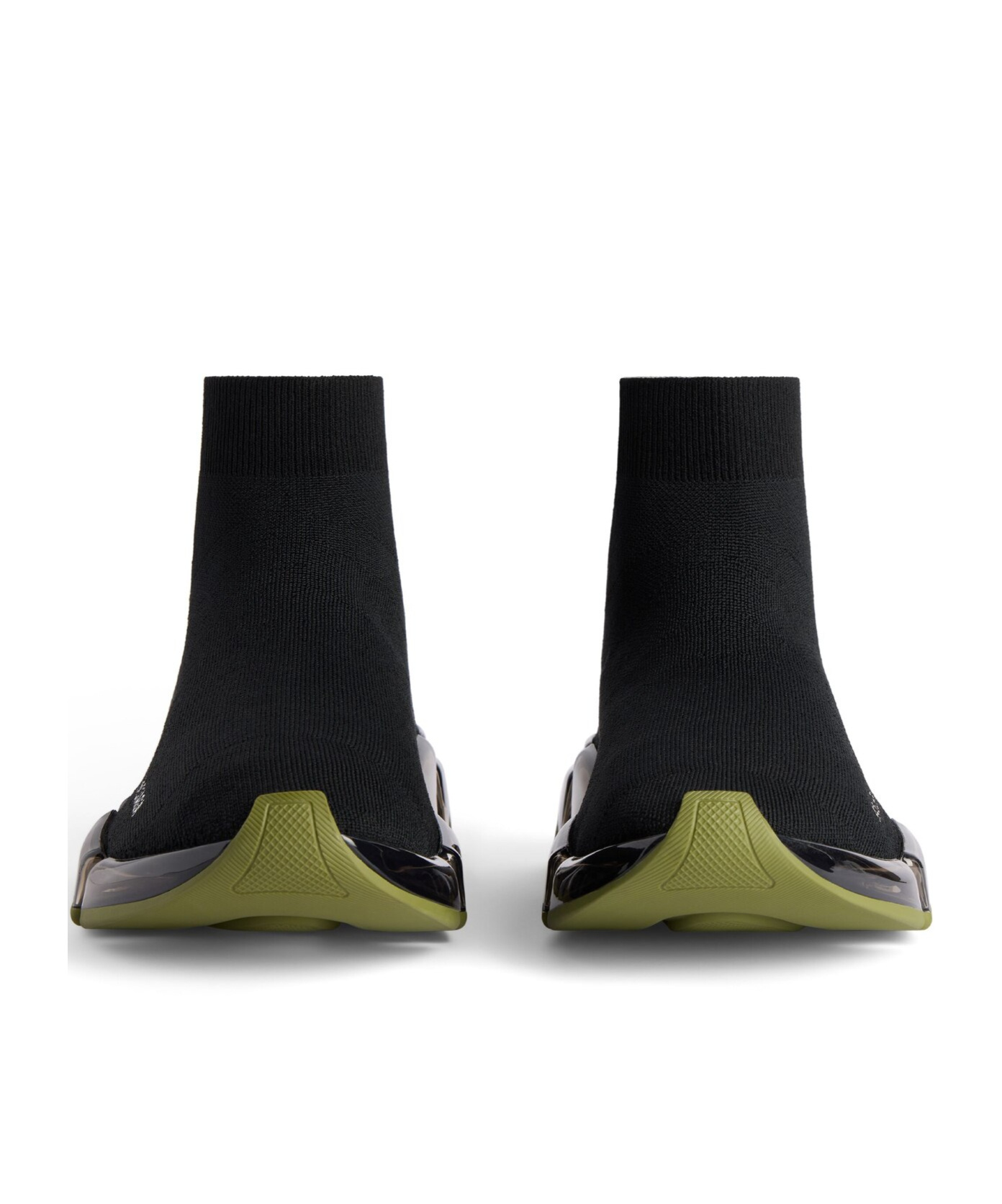 Balenciaga Men's Speed 2.0 Full Clear Sole Recycled Knit Sneaker In Black/khaki In Black