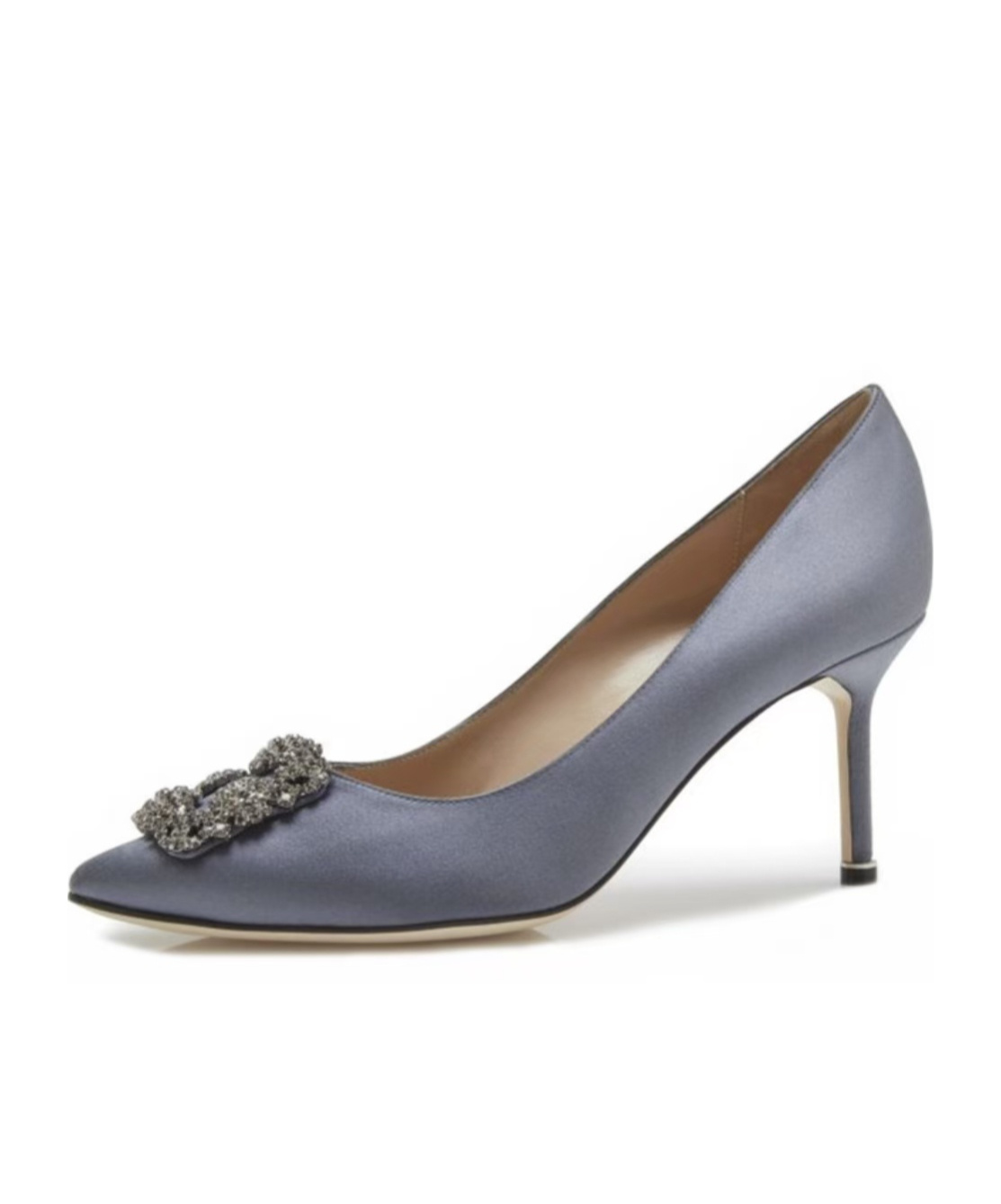 Manolo Blahnik Crystal Buckle Embellished High Heels In Gray