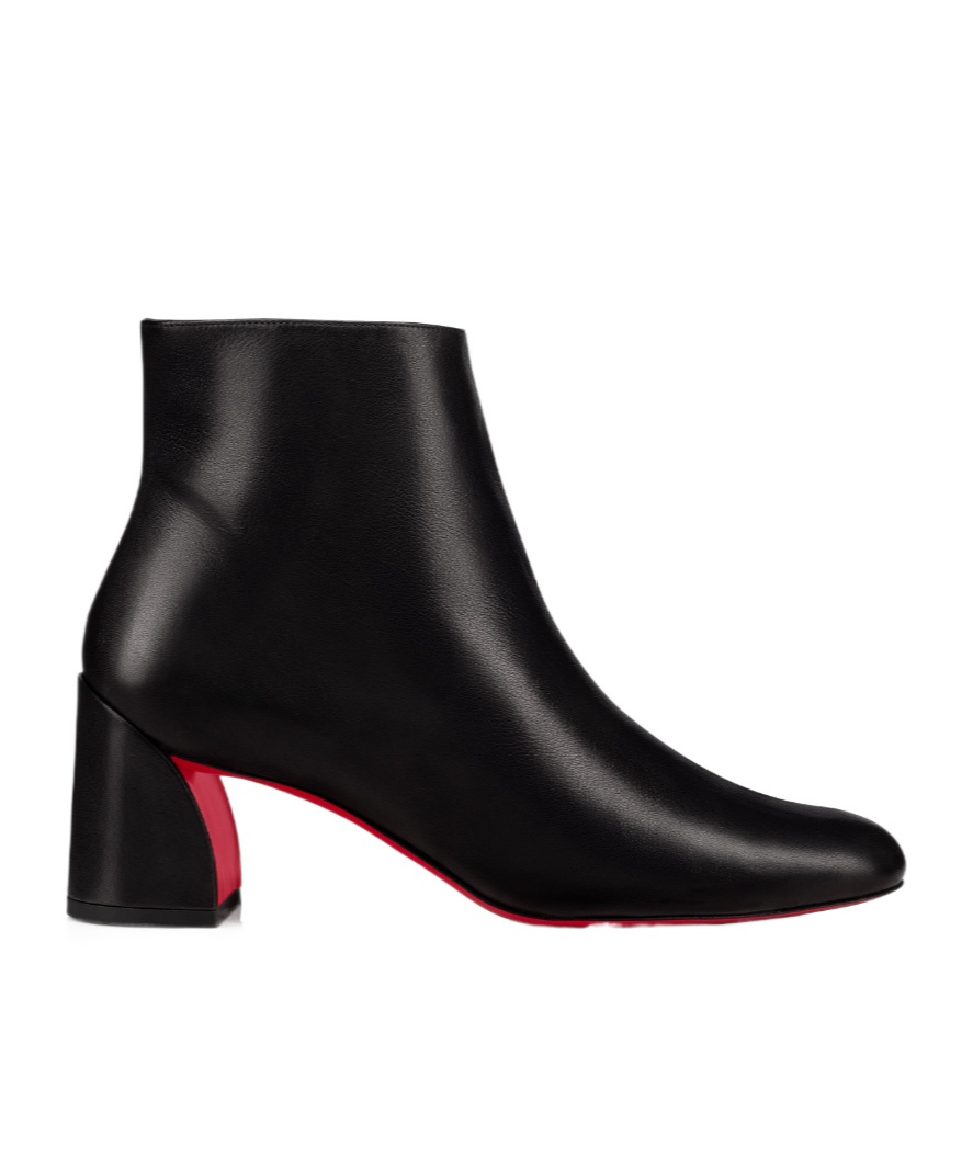 Christian Louboutin Turela Leather Side-zip Red Sole Booties In Black