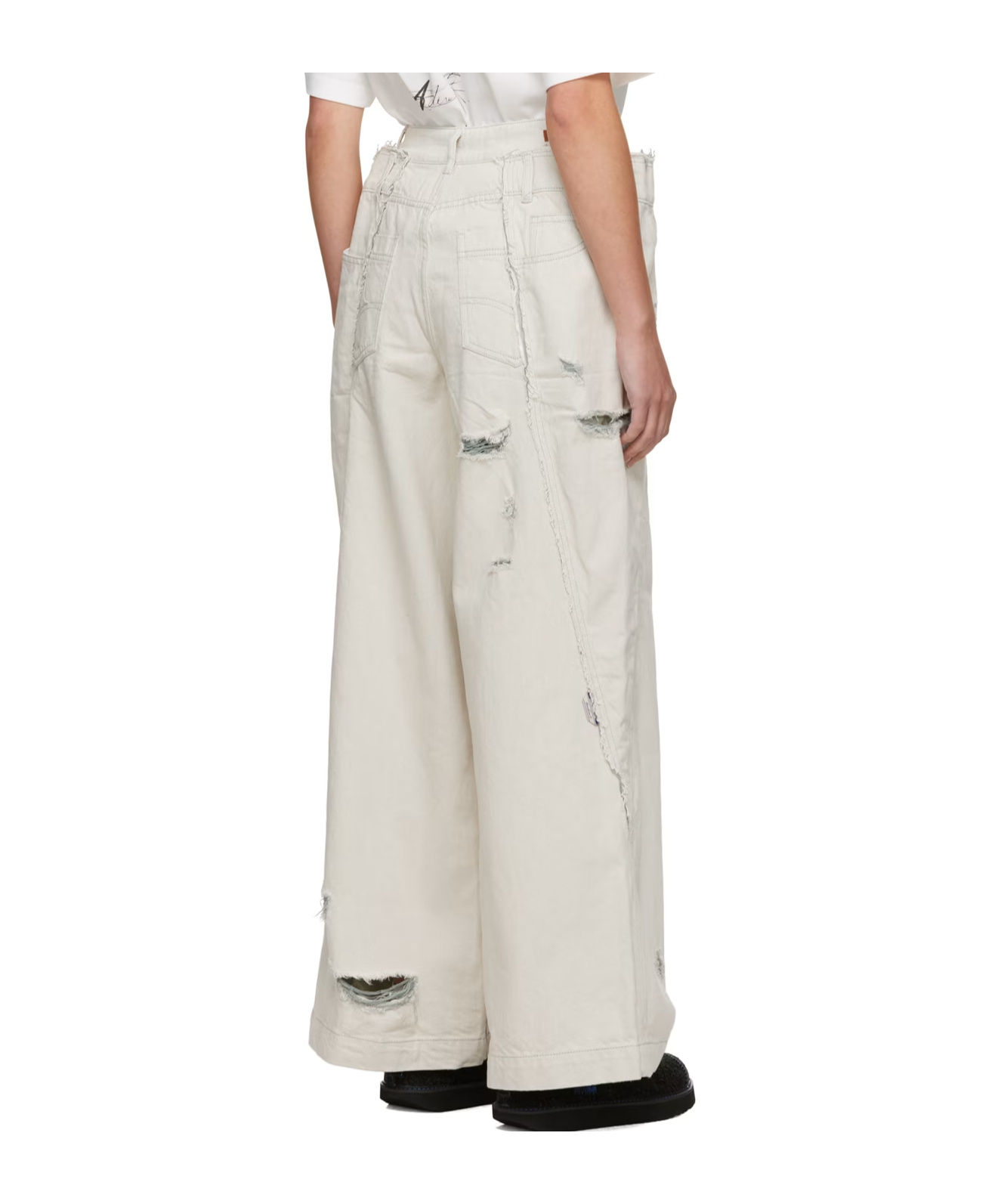 Ader Error Belt Loop Zipper Jeans Pants In White
