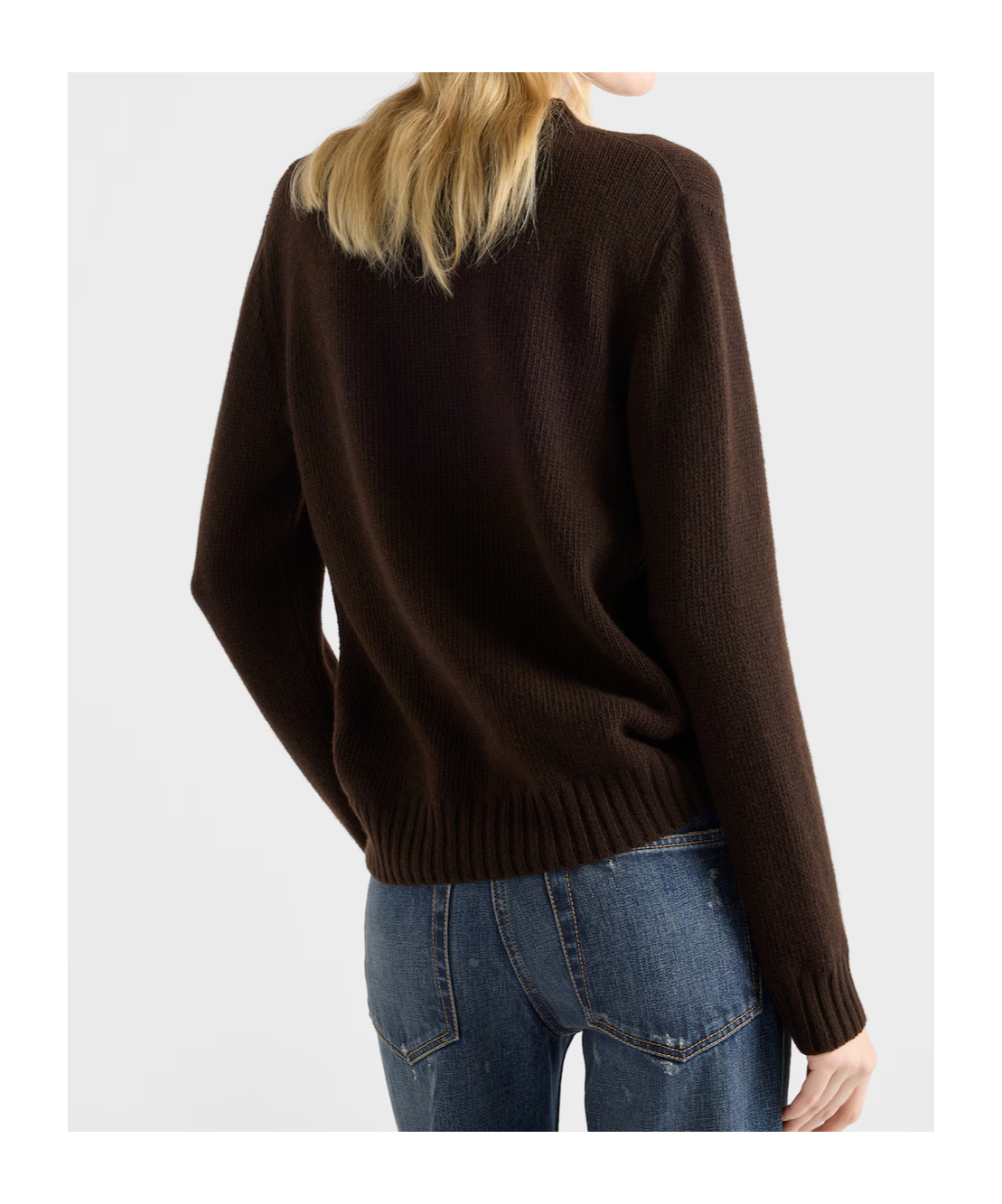 Prada Cashmere And Wool  Logo Crew-neck Sweater In Brown