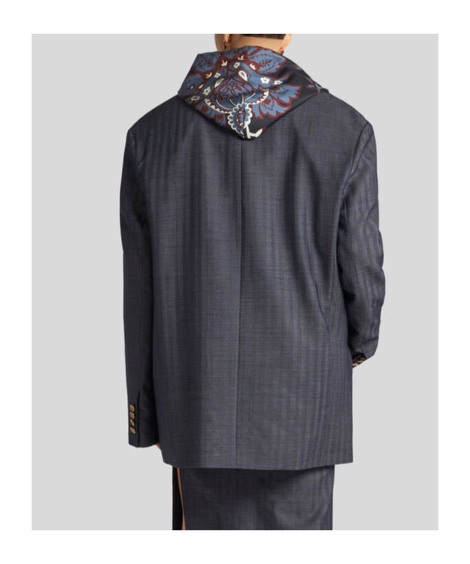 Etro Logo-engraved Buttons Oversized Jacket In Black