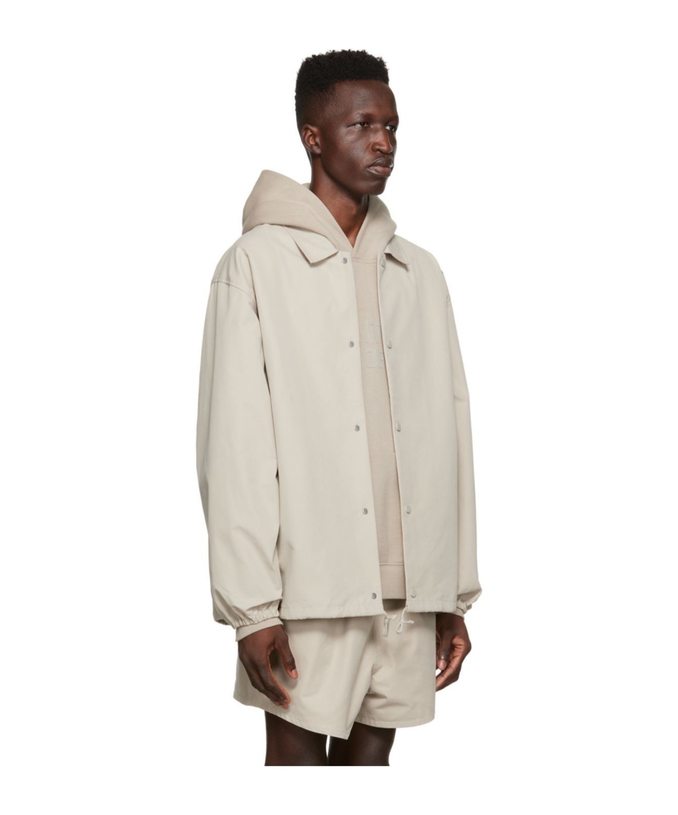 Essentials Graphic-print Drawstring Shirt Jacket In Nude