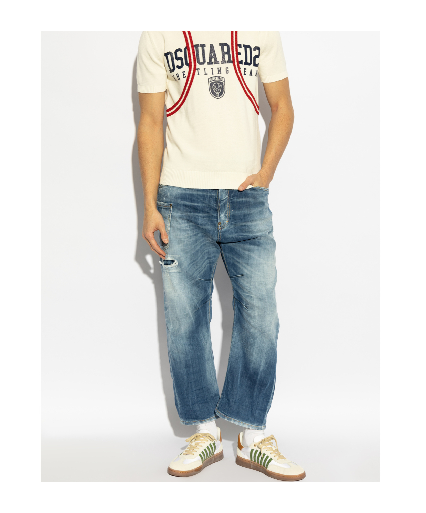 Shop Dsquared2 Distressed Washed Jeans In Blue