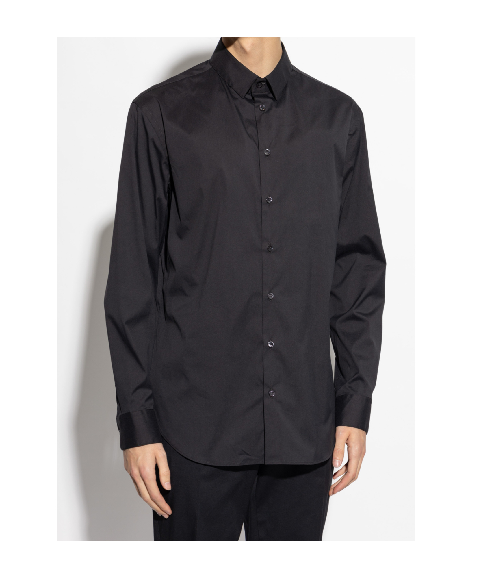Giorgio Armani Long-sleeved Shirt In Black