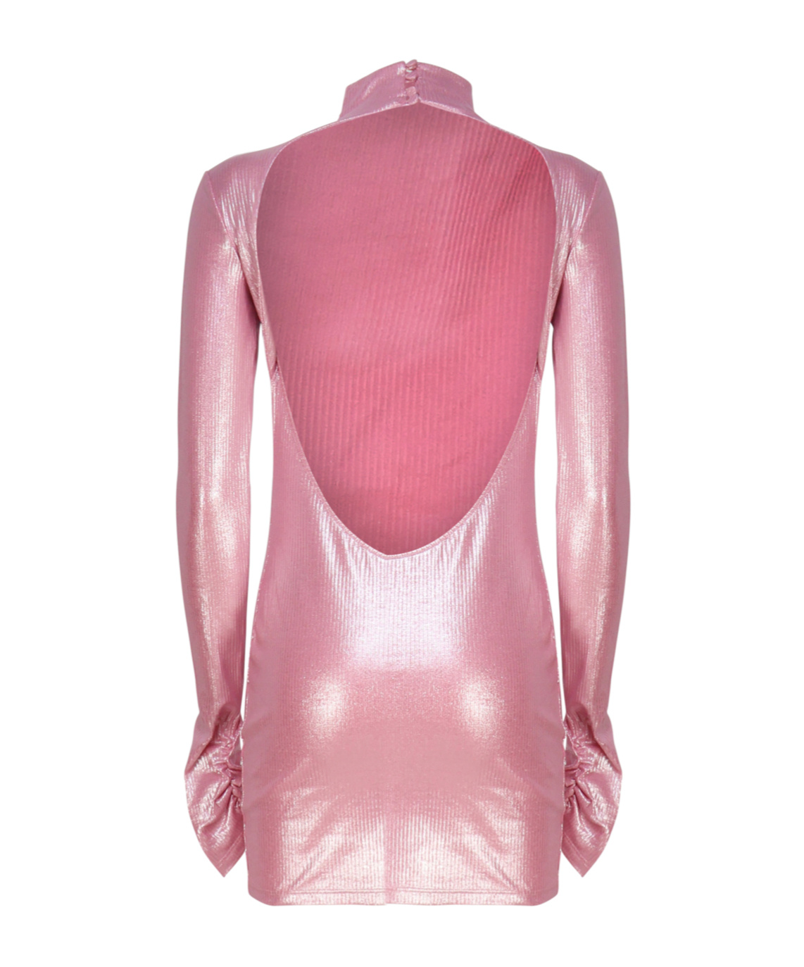 The Andamane High Neck Dress With Neckline In Pink