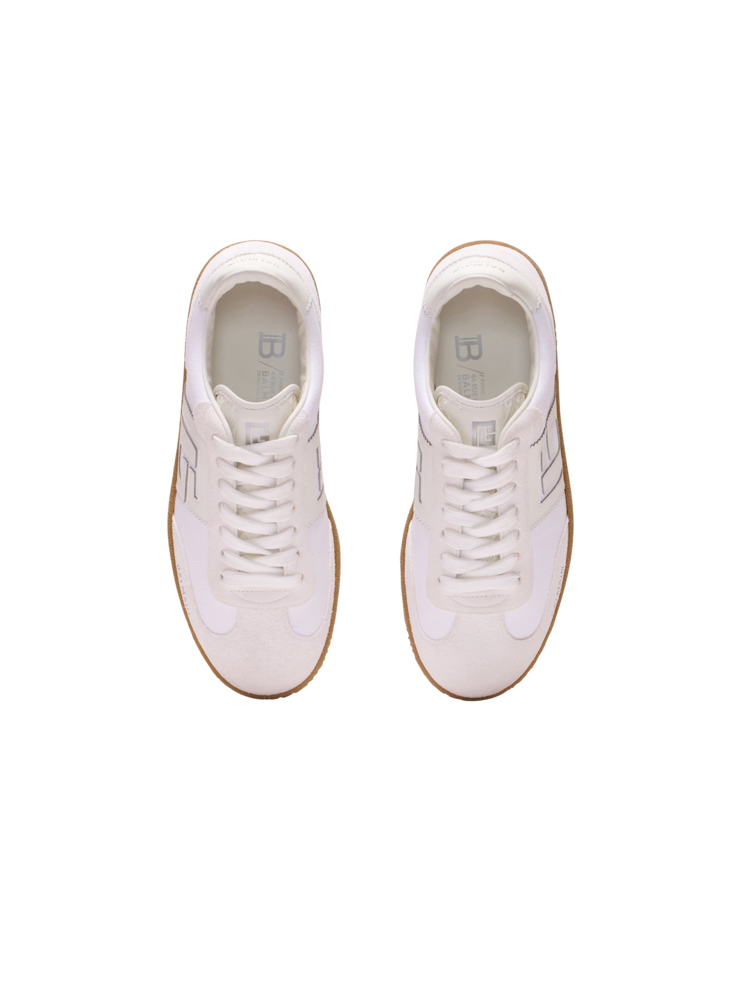 Balmain Leather And Canvas Swan Trainers In White