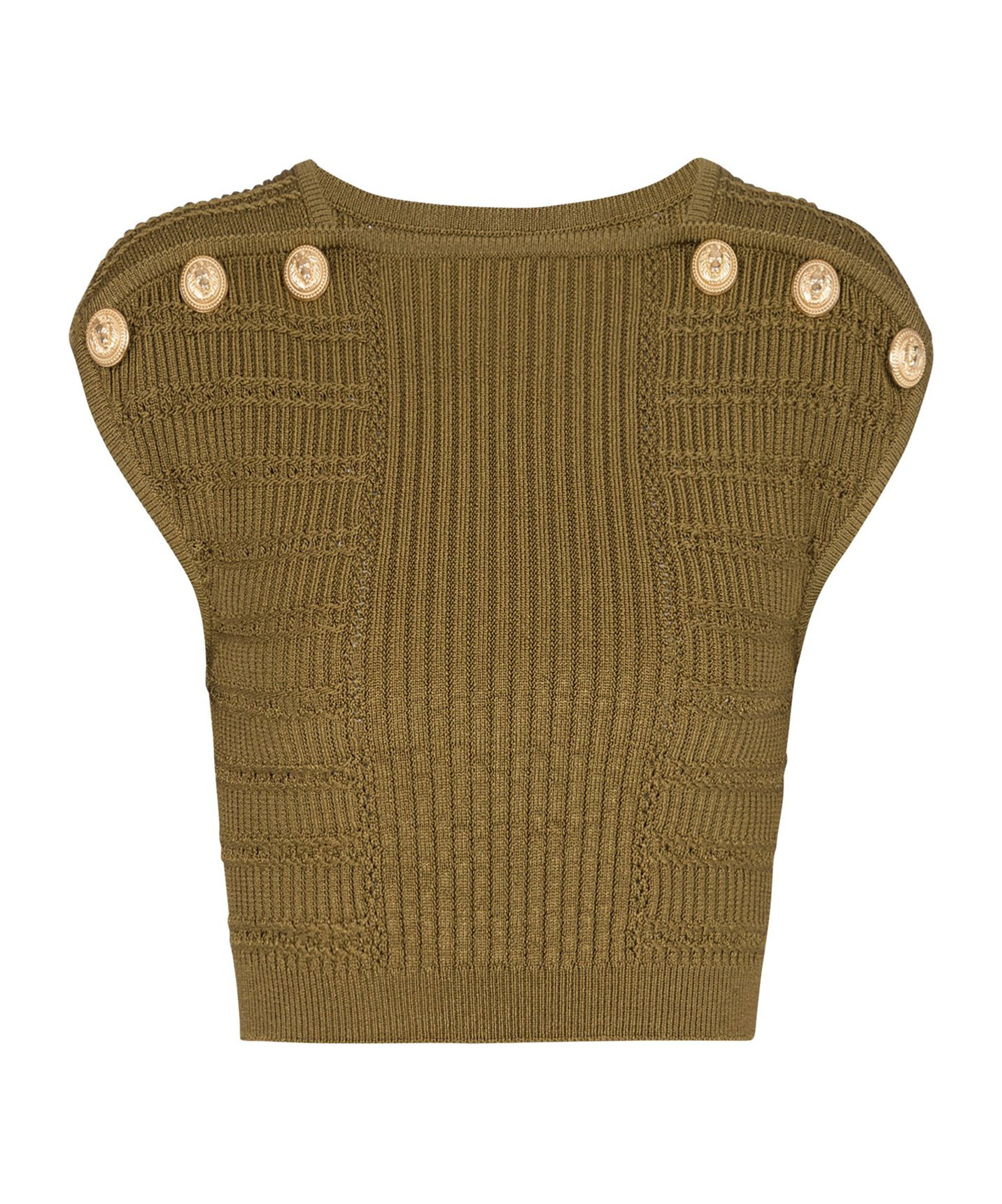 Balmain Knitted Button-detail Cropped Top