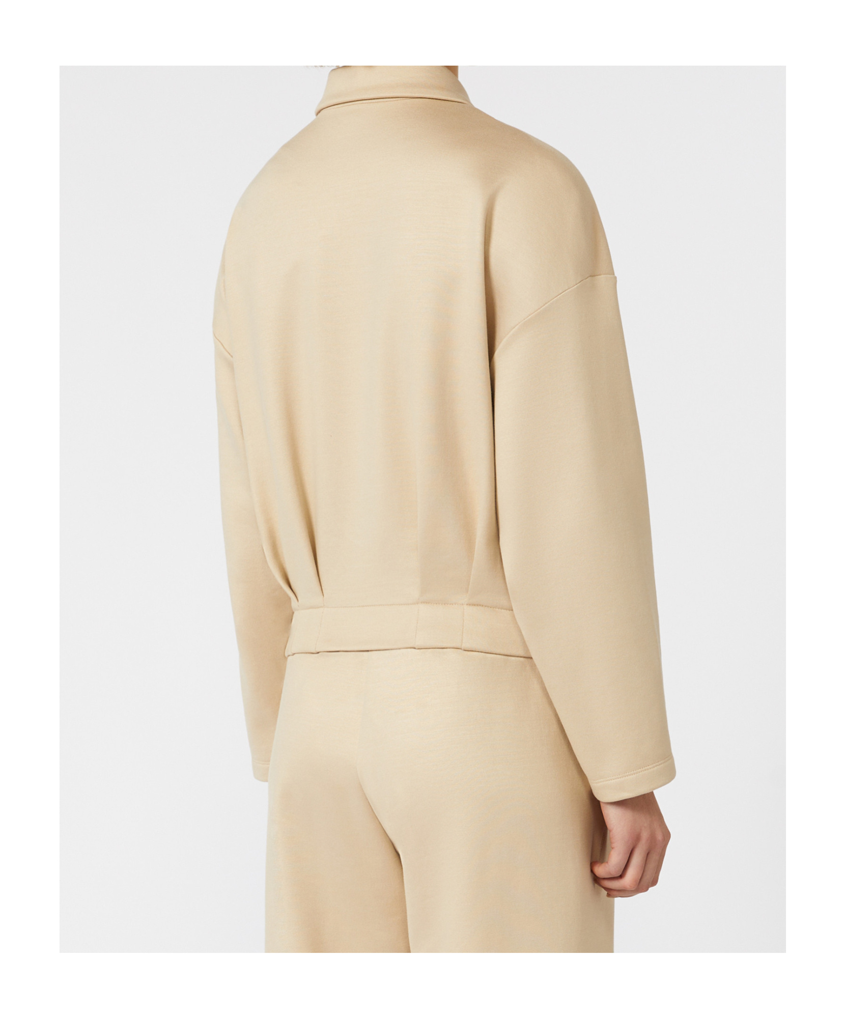 Max Mara Cropped Silk And Cotton Sweatshirt In Neutral
