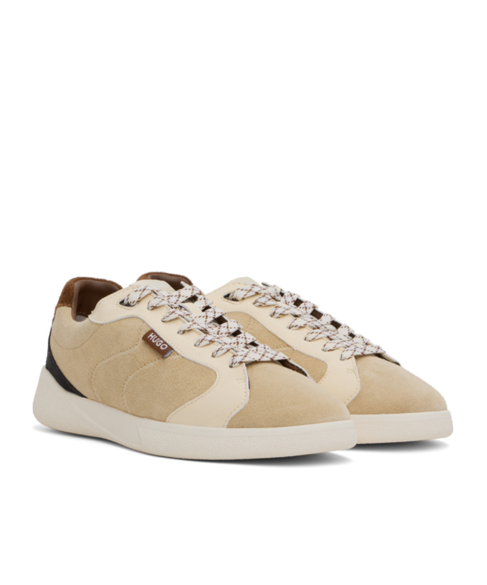 Hugo Boss Lace Up Sneakers In Nude