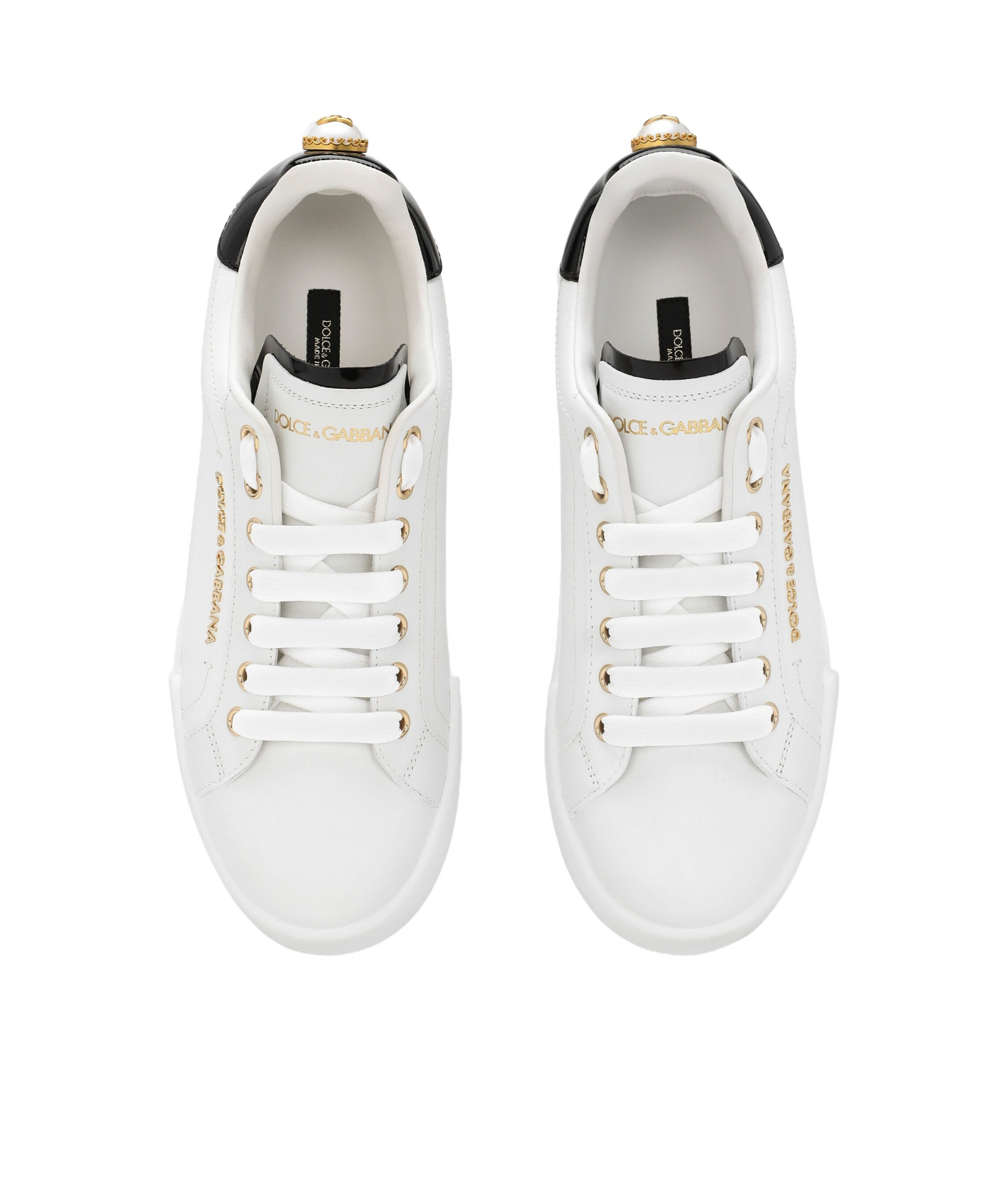 Dolce & Gabbana White Low Top Sneakers With Logo Lettering On The Tongue And Logo Detail On The Heel In Leather Woma In White
