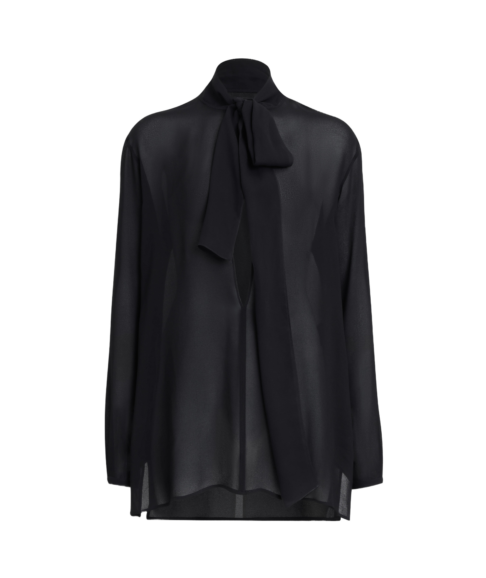 Alaïa Georgette Pussybow Blouse In Black