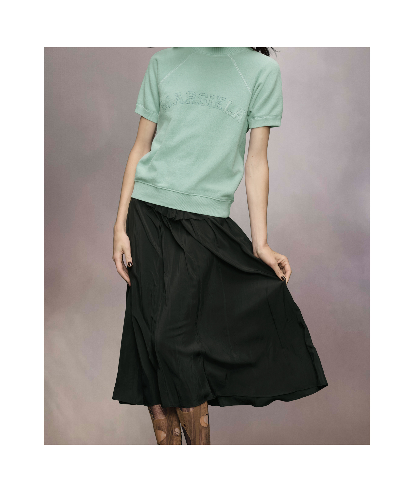 Maison Margiela Short Sleeve Sweatshirt In Baby Blue