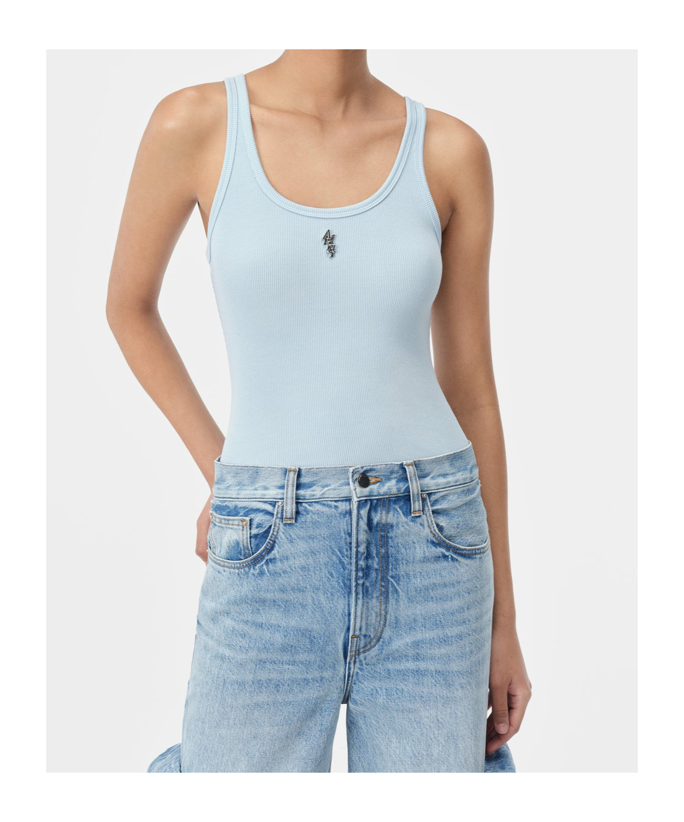 Amiri Ribbed Tank Top In Blue