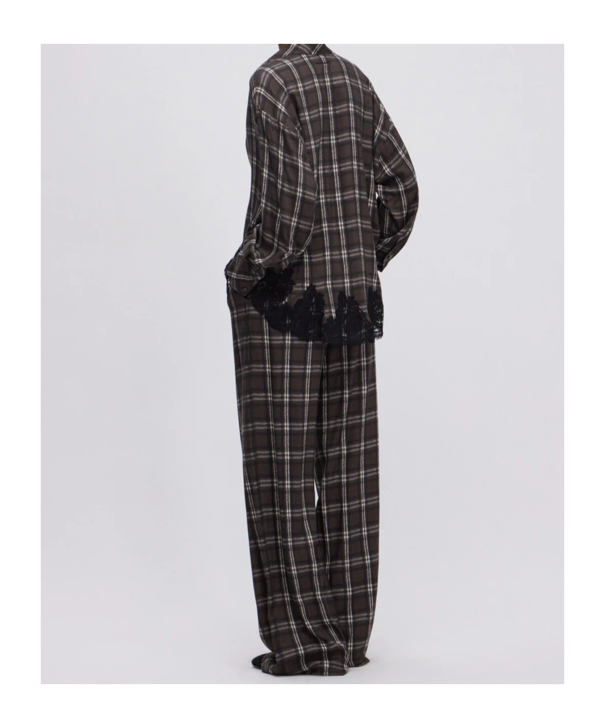 Ermanno Firenze Lace Embroidered Checked Shirt In Black