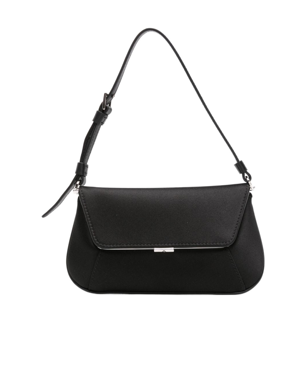 Amina Muaddi Leather Handbag With Curved Base And Reptile Motif Embossing In Black