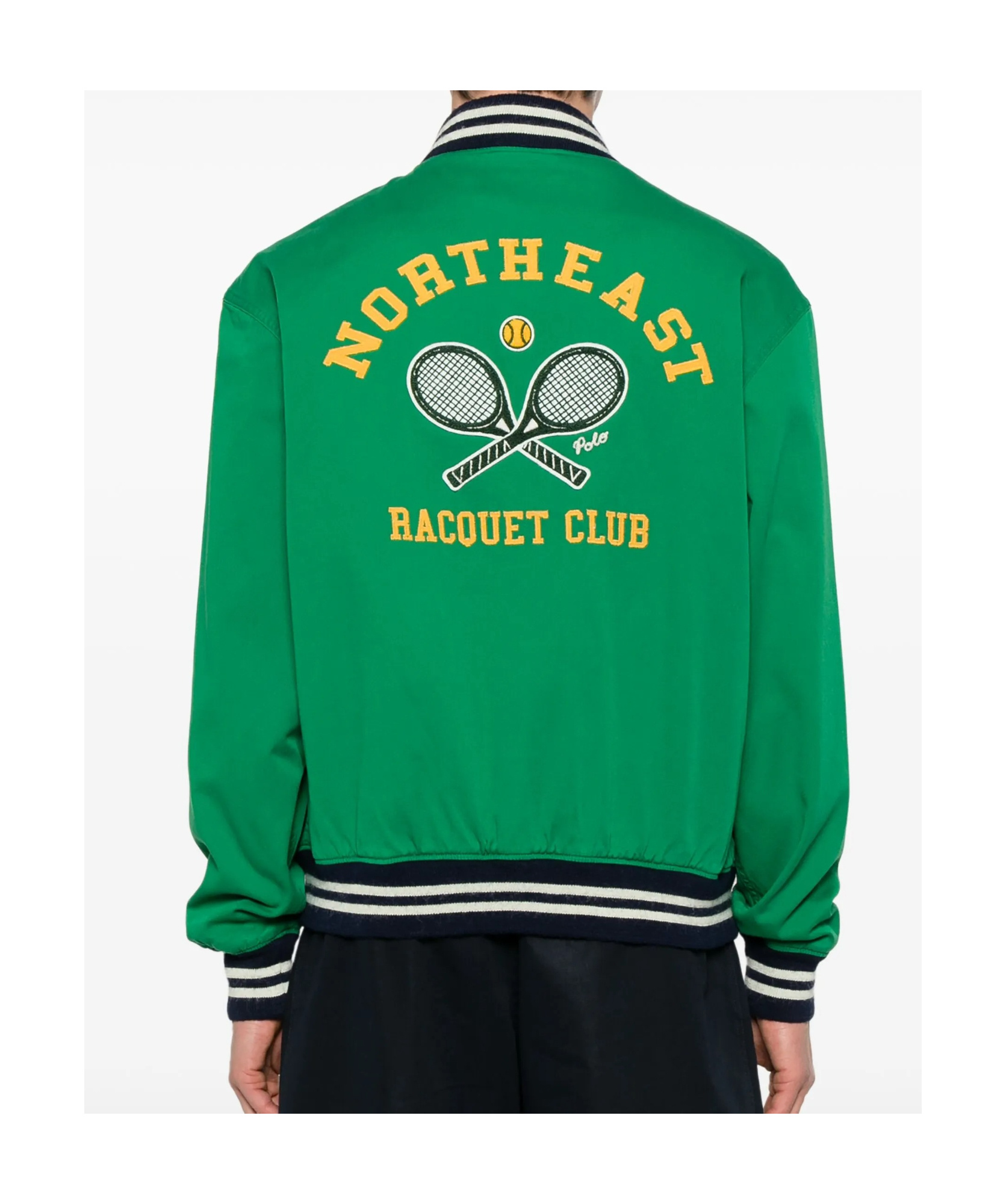 Polo Ralph Lauren Mens Green Tennis Logo-embroidered Cotton-twill Varsity Jacket Xl In Grass Green