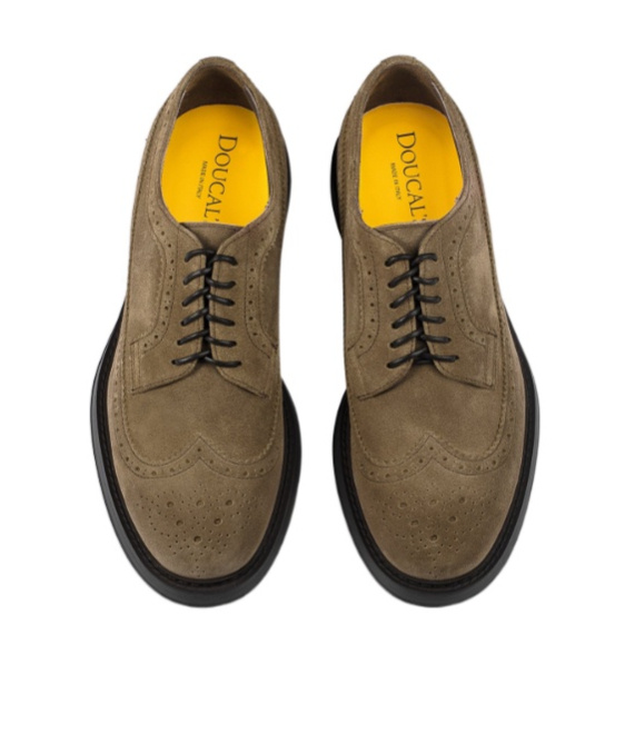 Doucal's Light Brown Suede Dovetail Lace-up. In Brown