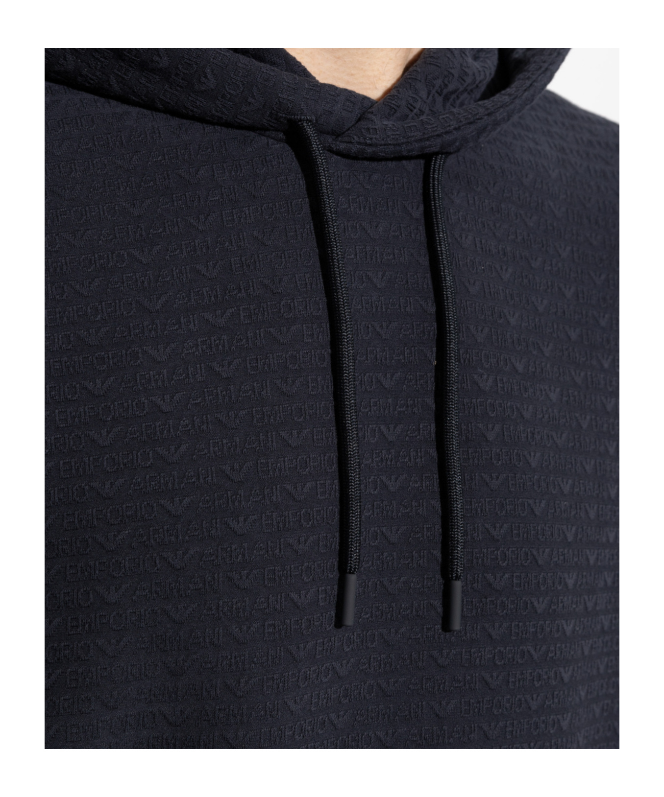 Emporio Armani Men's Allover Logo Hoodie In Black