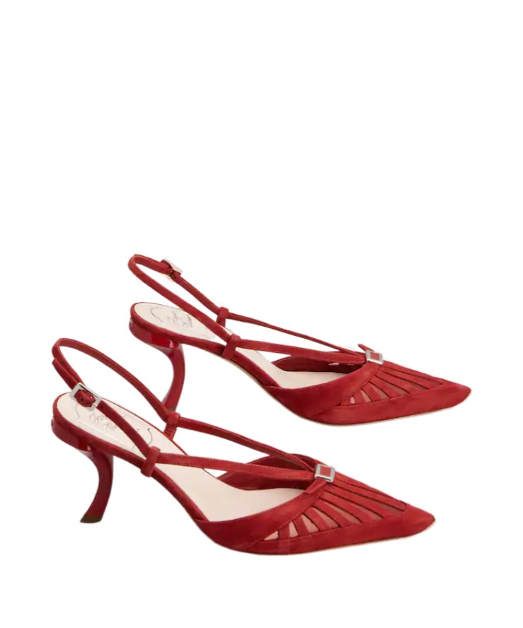 Roger Vivier Escarpins Dorsay Virgule En Cuir Velours In Red