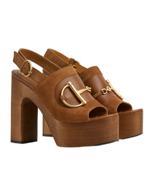 Gucci Women's Platform Sandal With Horsebit In Brown