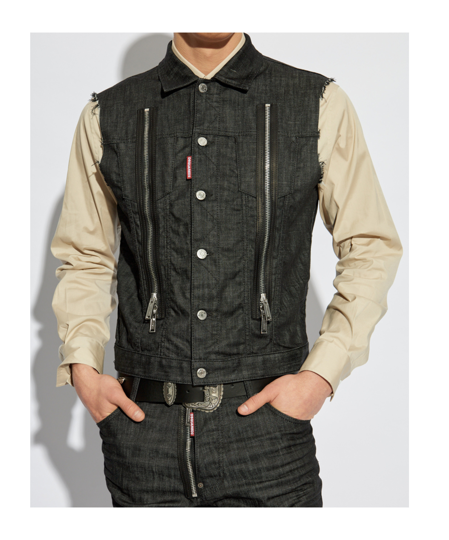 Shop Dsquared2 Denim Gilet In Black