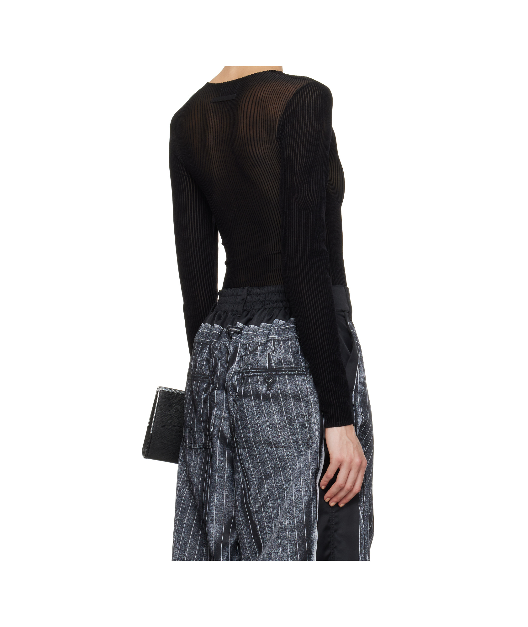 Jean Paul Gaultier Morphig Pinstripes Bodysuit Woman Black In Polyamide In Black
