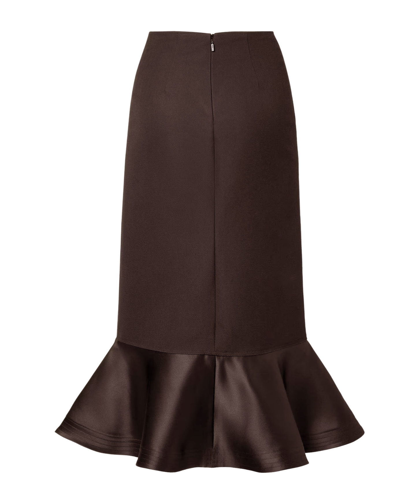 Fendi High Waist Peplum-hem Midi Skirt In Black
