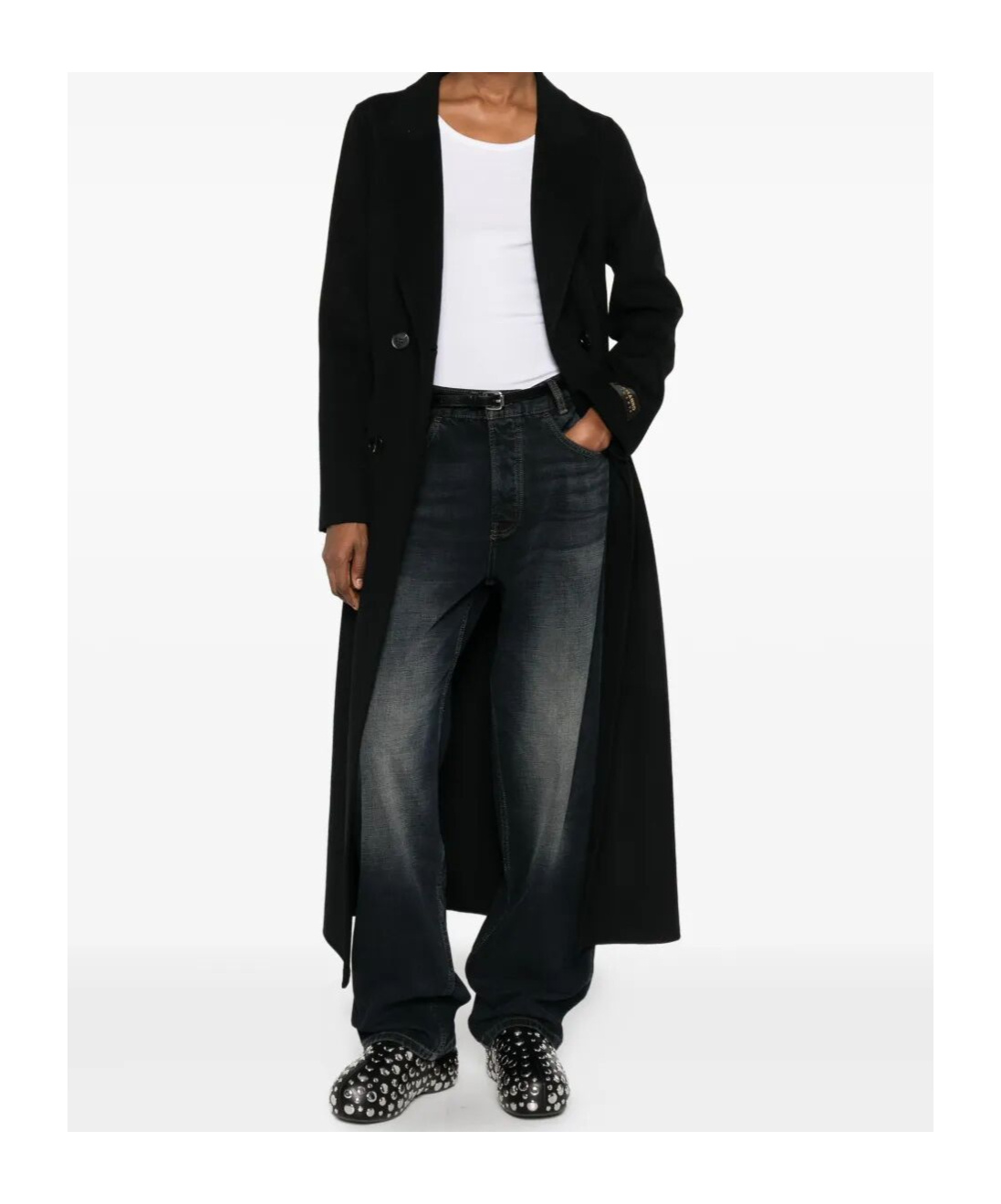 Ermanno Firenze Double-breasted Coat In Black