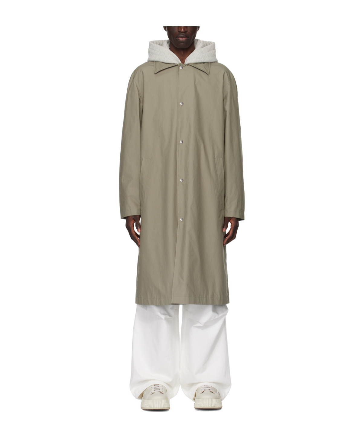 Jil Sander Logo-print Button-down Coat In Gray