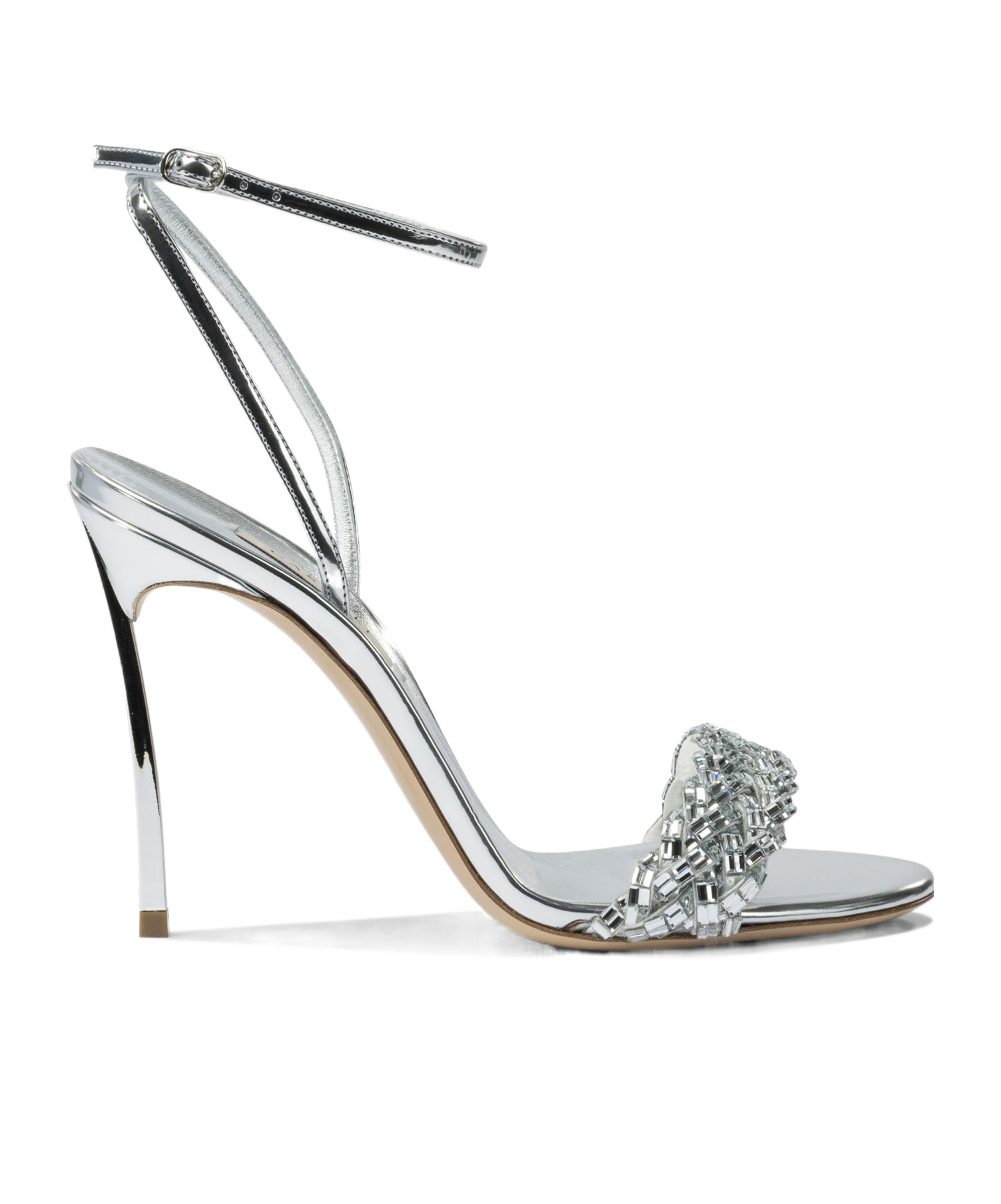 Casadei 100mm Interstellar Crystal-embellished Sandals In Metallic