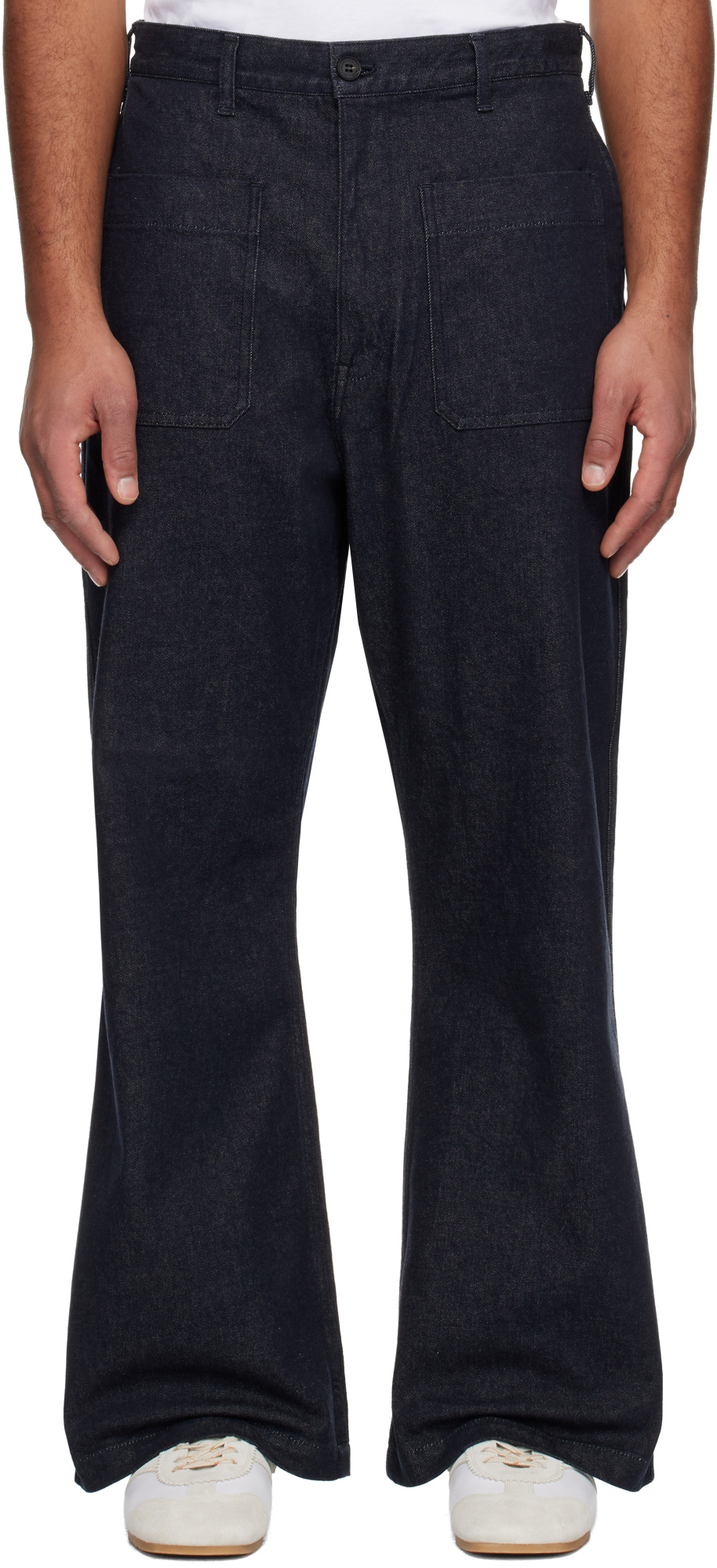 Comme Des Garçons Relaxed Fit Wide Leg Denim Trousers In Blue