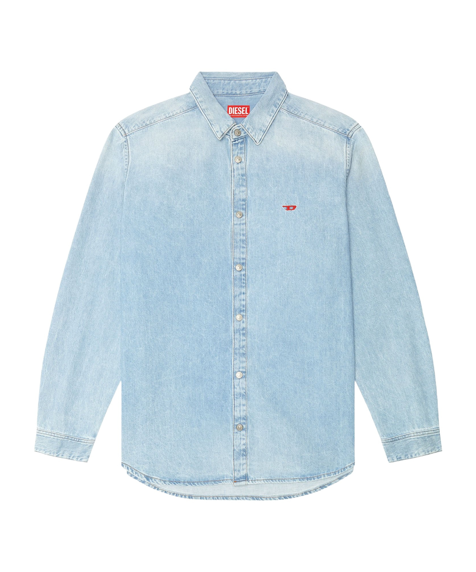 Diesel D-simply Logo-embroidered Denim Shirt In Blue