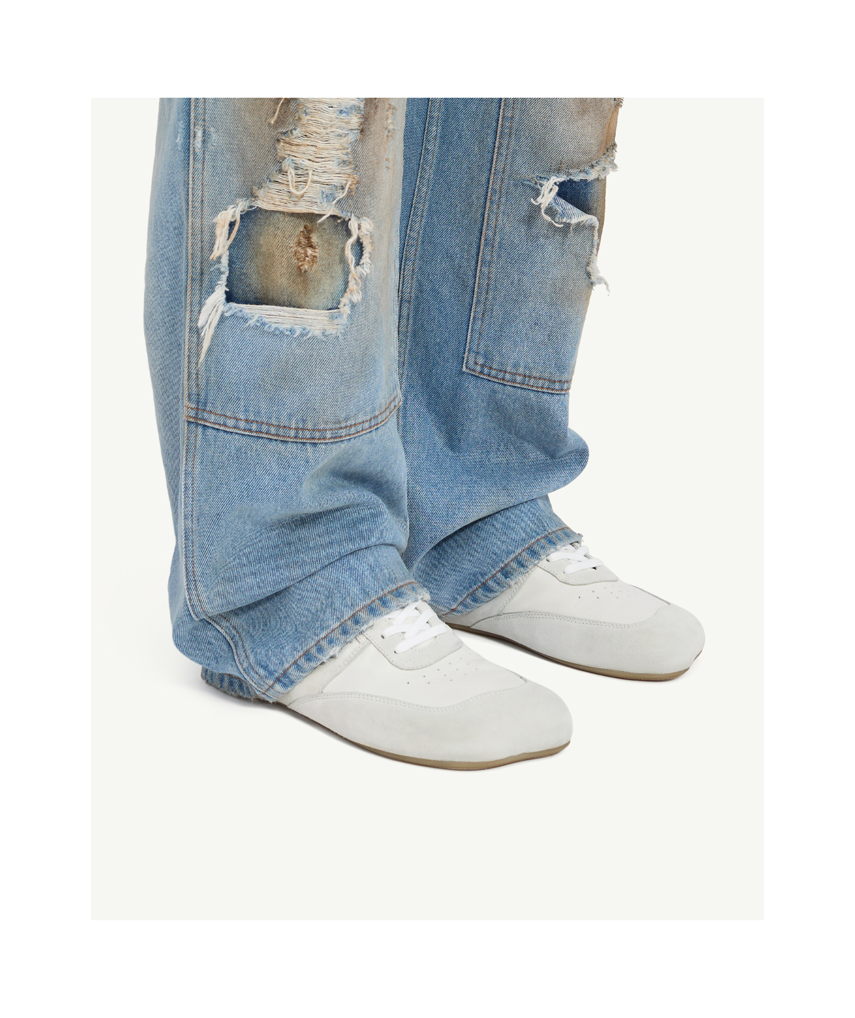 Mm6 Maison Margiela White Leather And Suede Sneaker In White