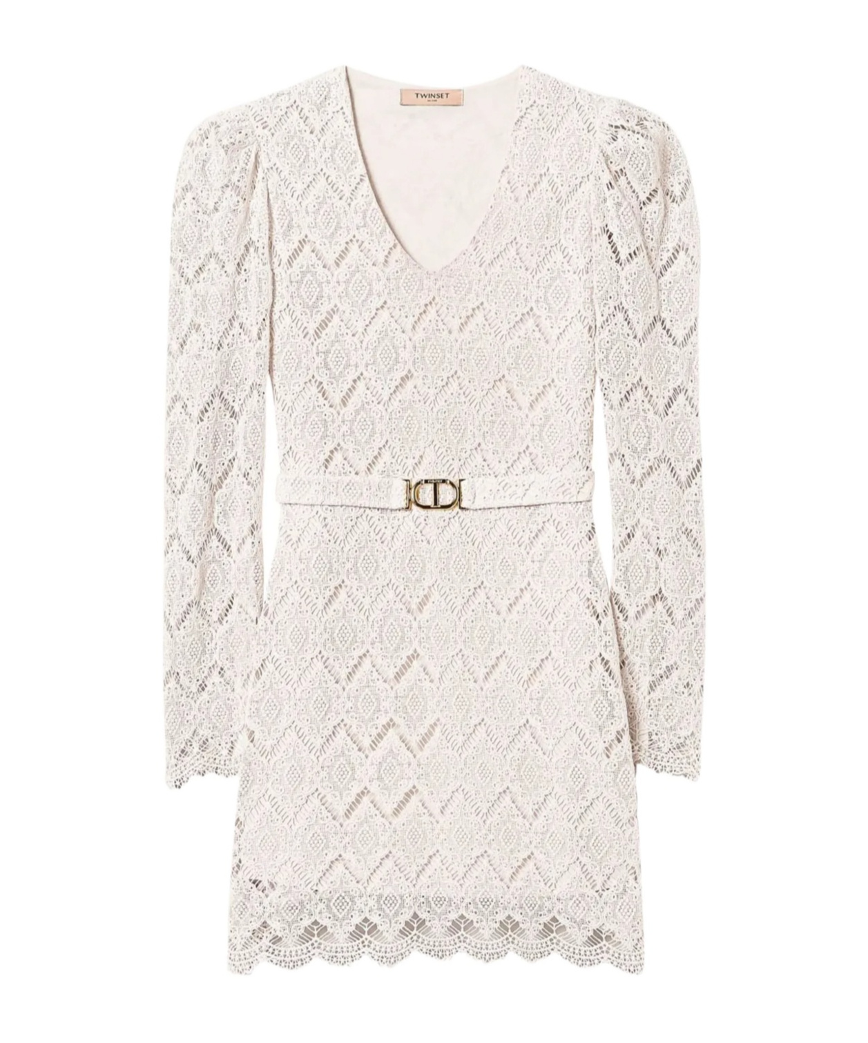 Shop Twinset Macramé Lace Mini Dress In White